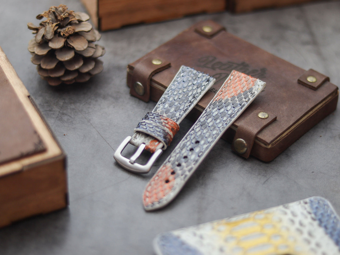 PYTHON SKIN WATCH STRAPS - RAINBOW