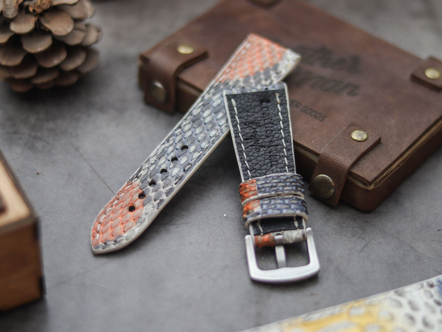 PYTHON SKIN WATCH STRAPS - RAINBOW