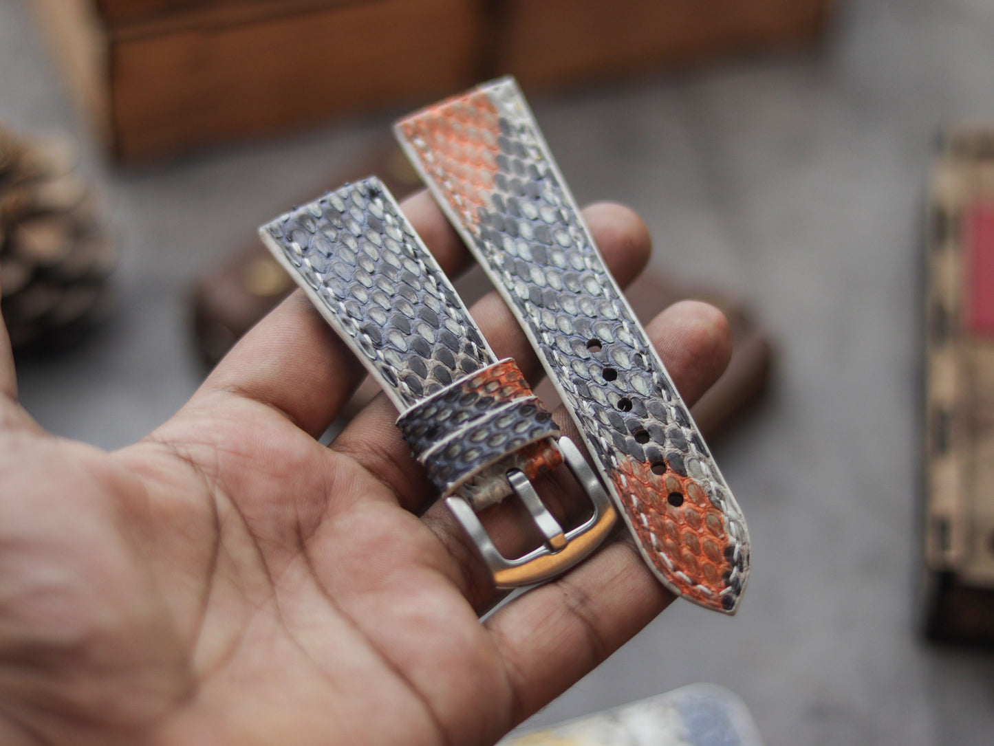 PYTHON SKIN WATCH STRAPS - RAINBOW