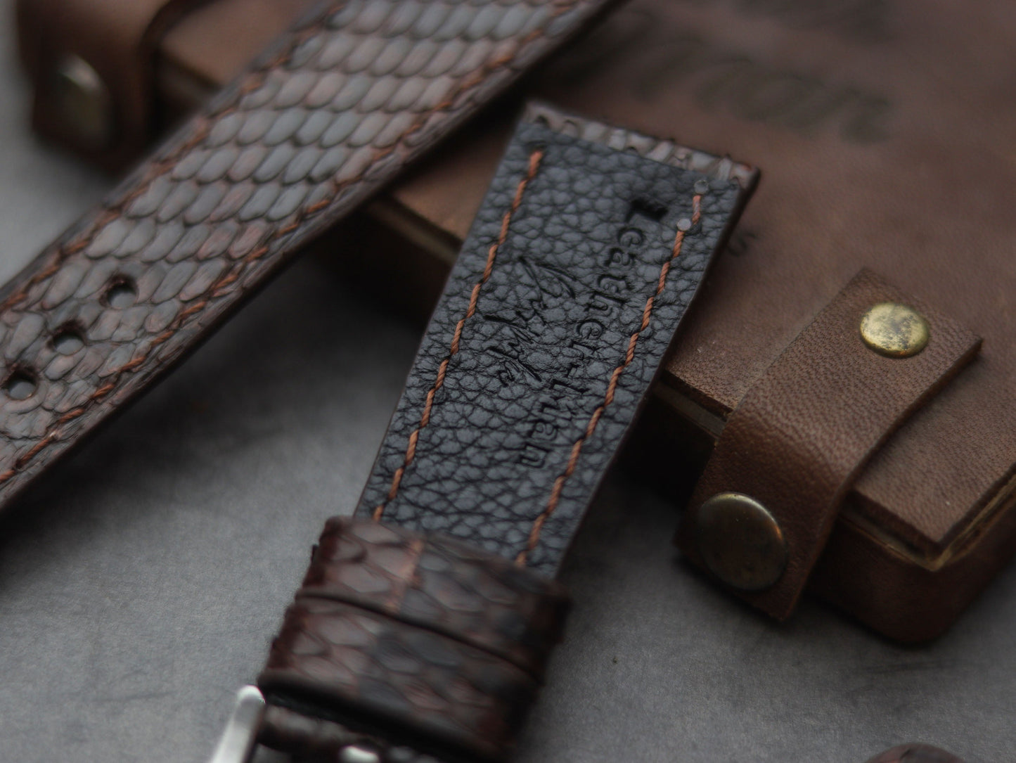 PYTHON SKIN WATCH STRAPS - PECAN BROWN