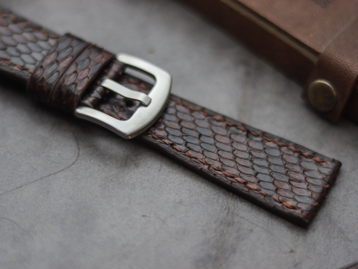 PYTHON SKIN WATCH STRAPS - PECAN BROWN