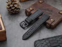 PYTHON SKIN WATCH STRAPS - RAVEN BLACK