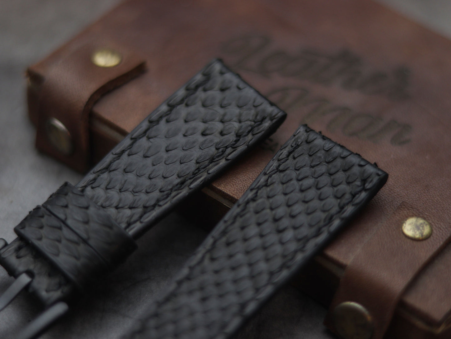 PYTHON SKIN WATCH STRAPS - RAVEN BLACK
