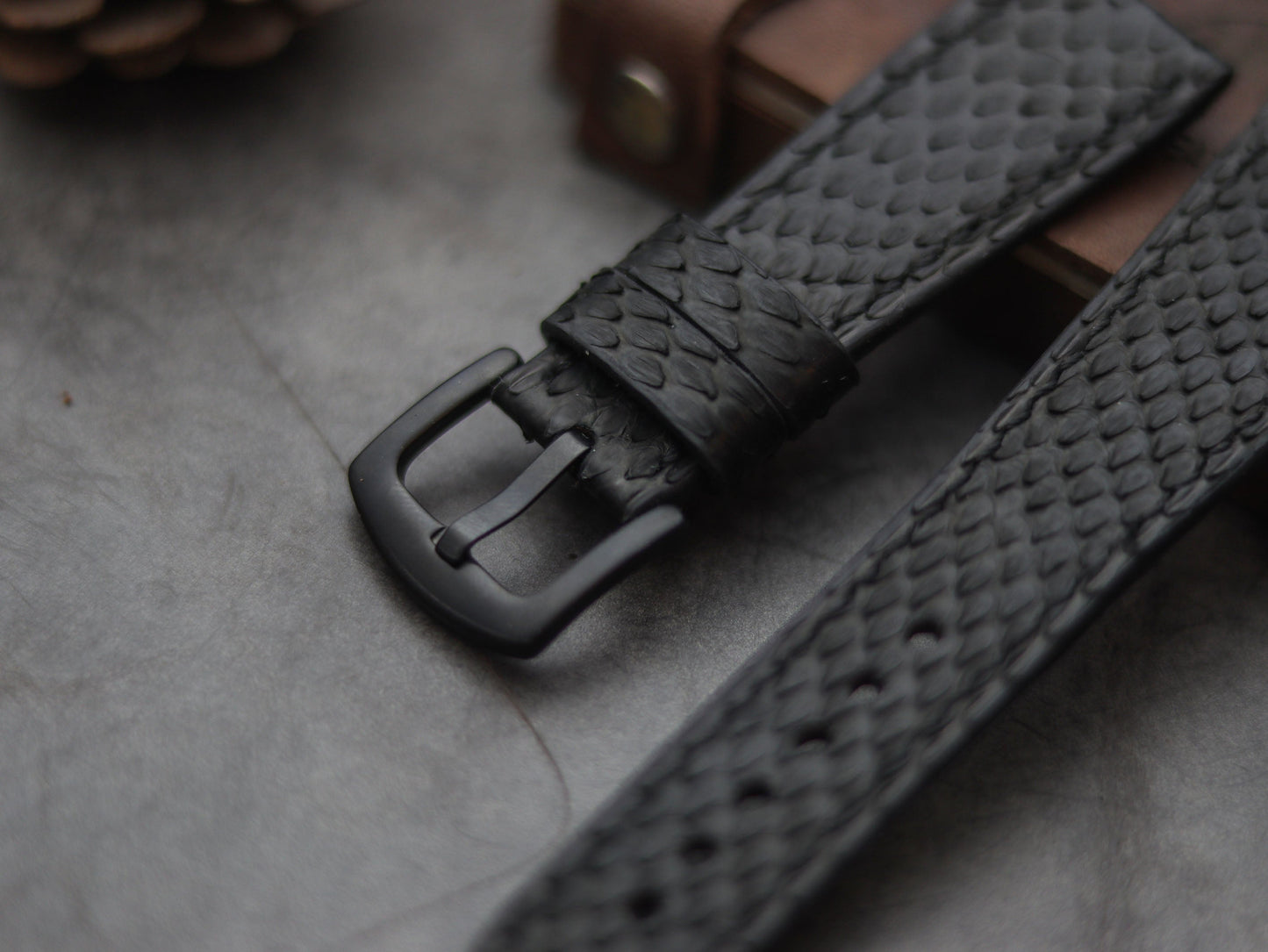 PYTHON SKIN WATCH STRAPS - RAVEN BLACK