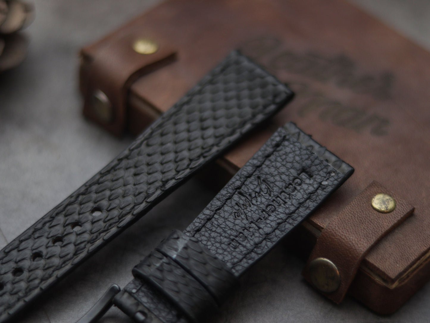 PYTHON SKIN WATCH STRAPS - RAVEN BLACK