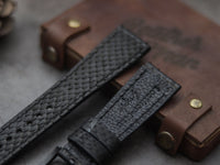PYTHON SKIN WATCH STRAPS - RAVEN BLACK