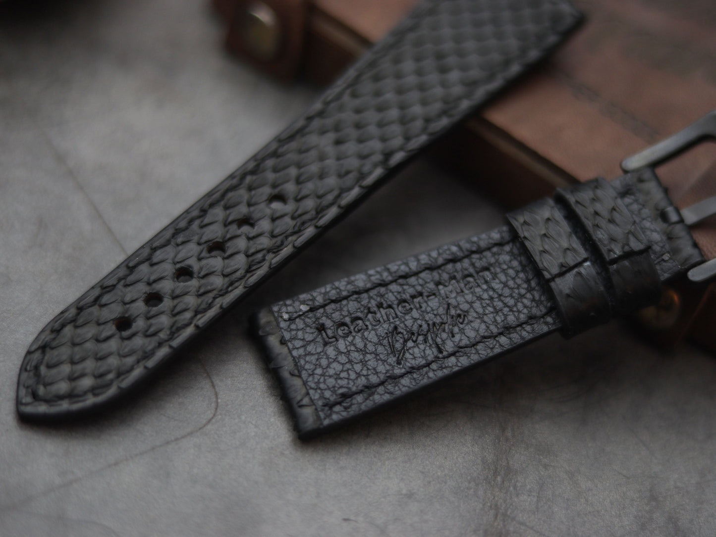 PYTHON SKIN WATCH STRAPS - RAVEN BLACK