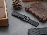 PYTHON SKIN WATCH STRAPS - RAVEN BLACK
