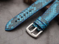 PYTHON SKIN WATCH STRAPS - CERULEAN BLUE