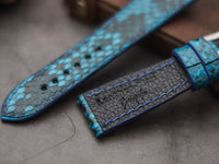PYTHON SKIN WATCH STRAPS - CERULEAN BLUE