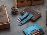 PYTHON SKIN WATCH STRAPS - CERULEAN BLUE
