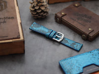 PYTHON SKIN WATCH STRAPS - CERULEAN BLUE