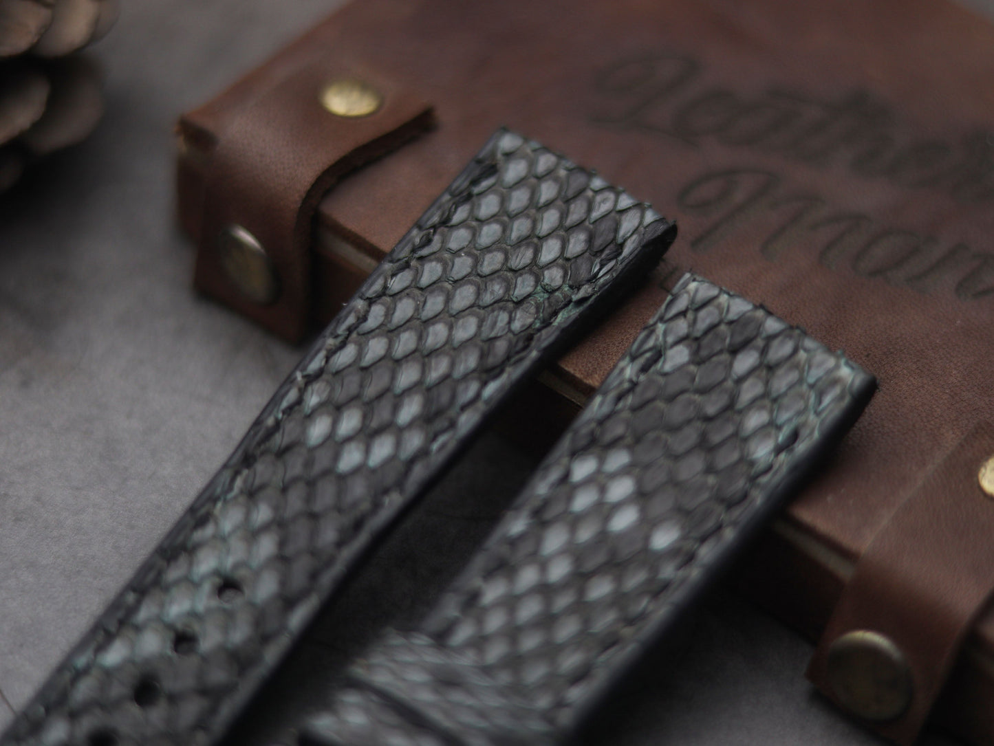 PYTHON SKIN WATCH STRAPS - IRIDIUM GRAY