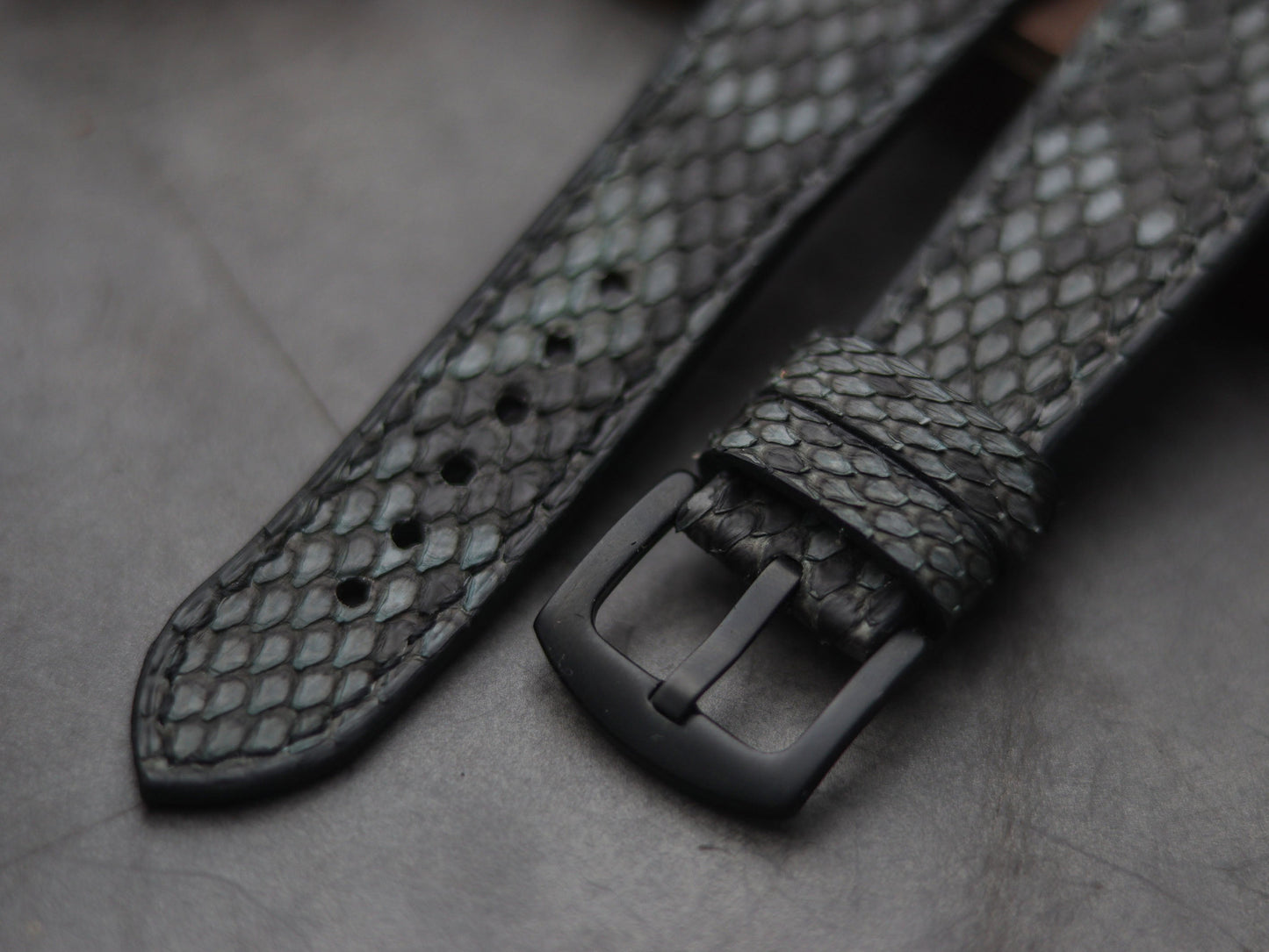 PYTHON SKIN WATCH STRAPS - IRIDIUM GRAY