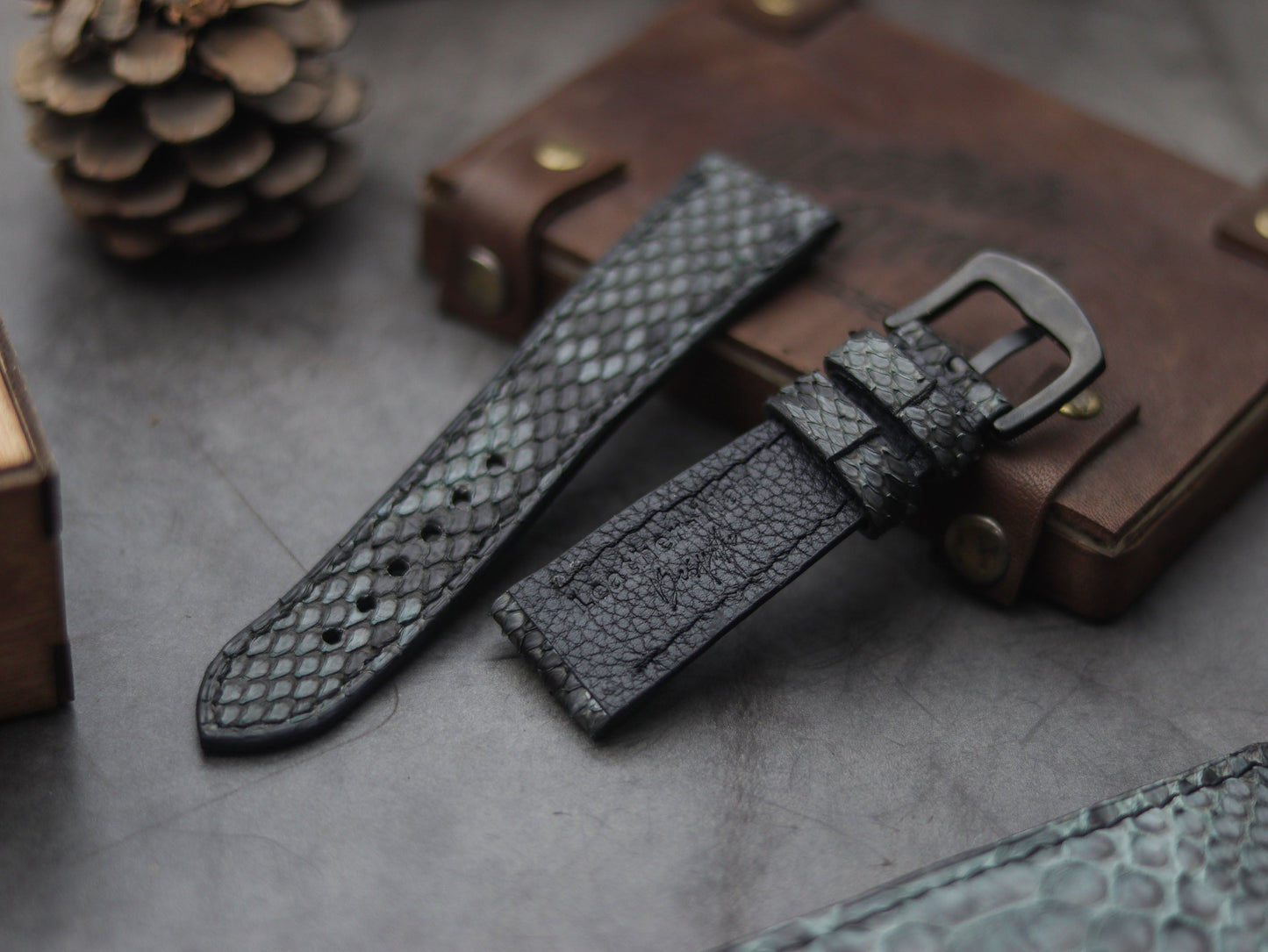 PYTHON SKIN WATCH STRAPS - IRIDIUM GRAY