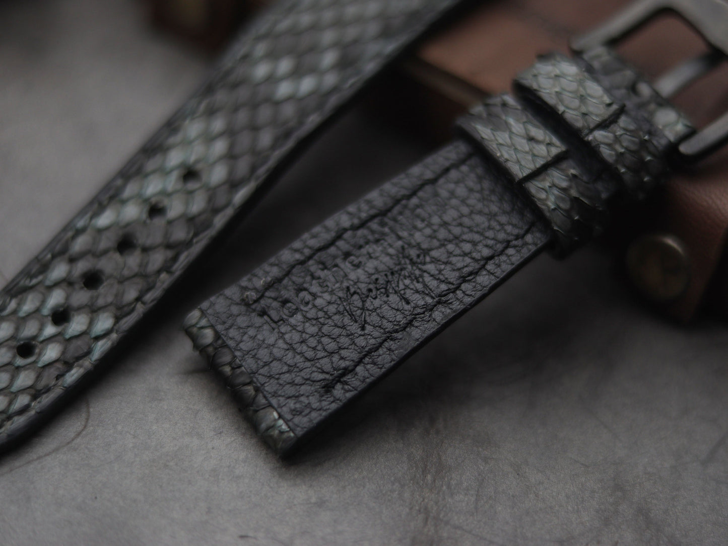 PYTHON SKIN WATCH STRAPS - IRIDIUM GRAY