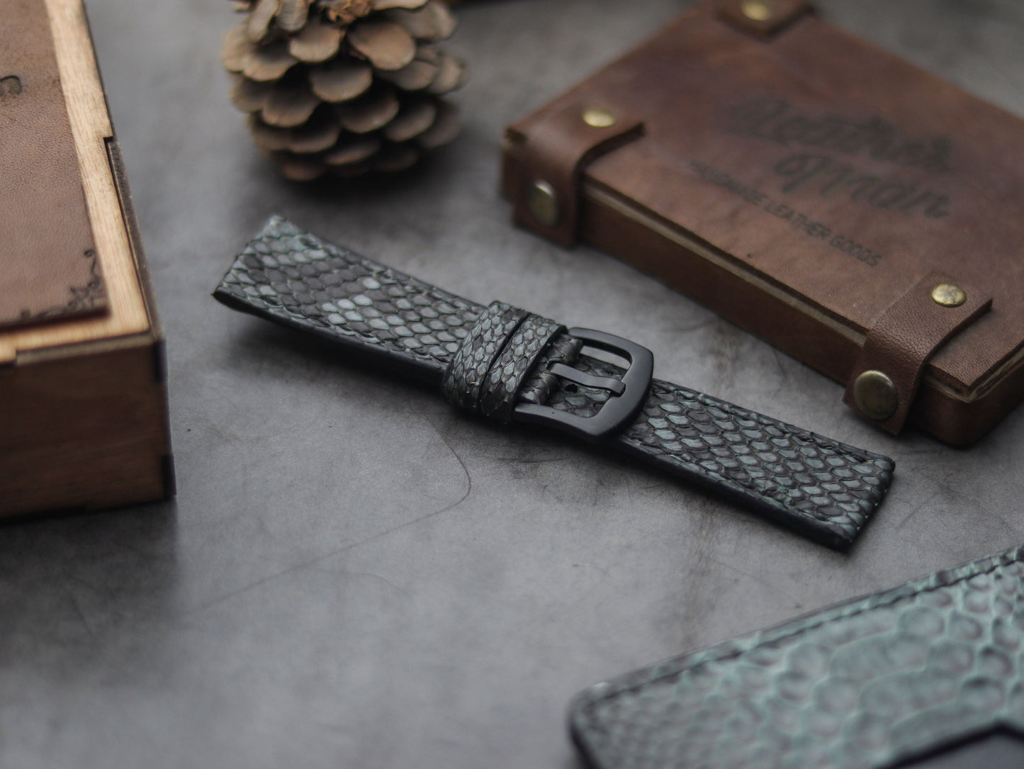 PYTHON SKIN WATCH STRAPS - IRIDIUM GRAY