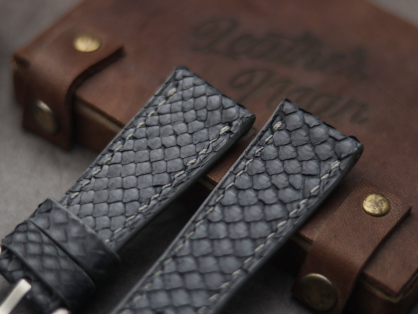 PYTHON SKIN WATCH STRAPS - SLATE GRAY