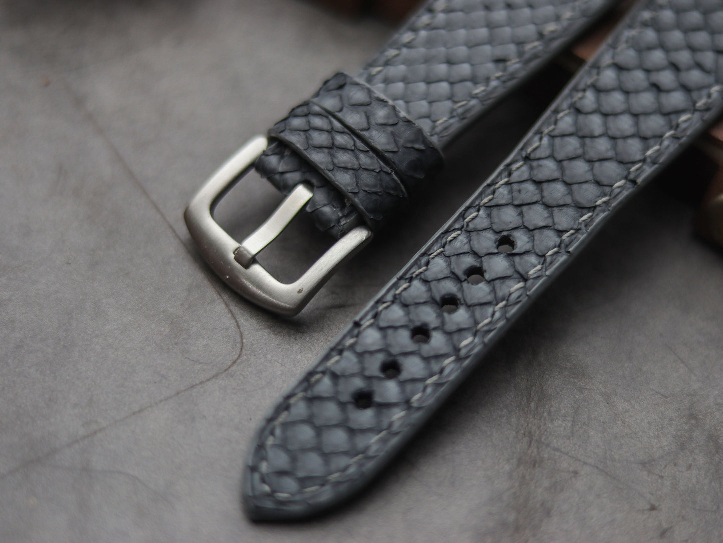 PYTHON SKIN WATCH STRAPS - SLATE GRAY