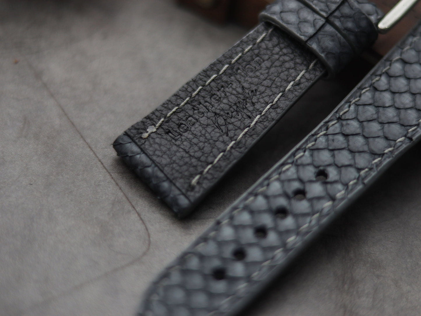 PYTHON SKIN WATCH STRAPS - SLATE GRAY