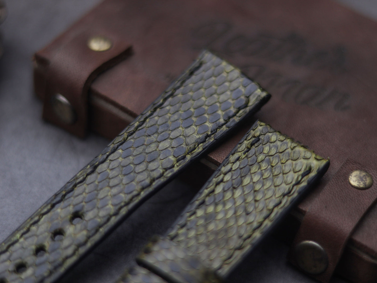 PYTHON SKIN WATCH STRAPS - JUNIPER GREEN