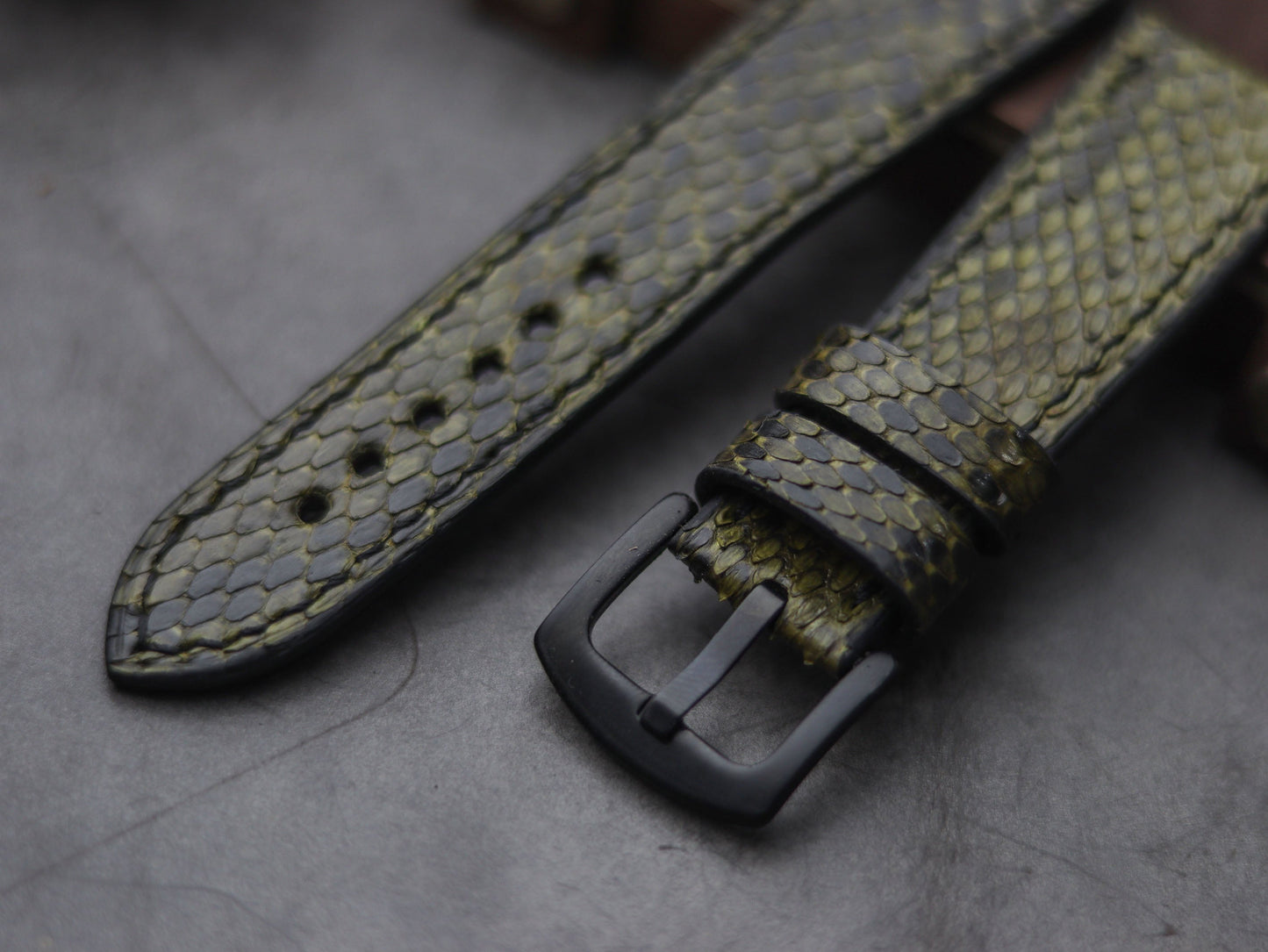 PYTHON SKIN WATCH STRAPS - JUNIPER GREEN