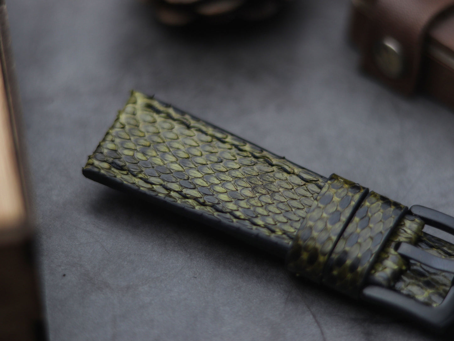 PYTHON SKIN WATCH STRAPS - JUNIPER GREEN