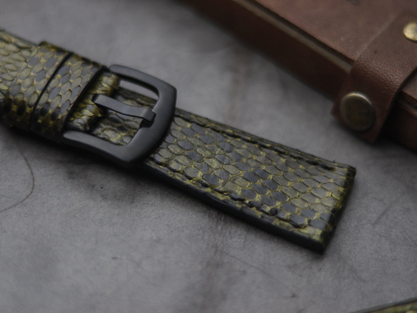 PYTHON SKIN WATCH STRAPS - JUNIPER GREEN
