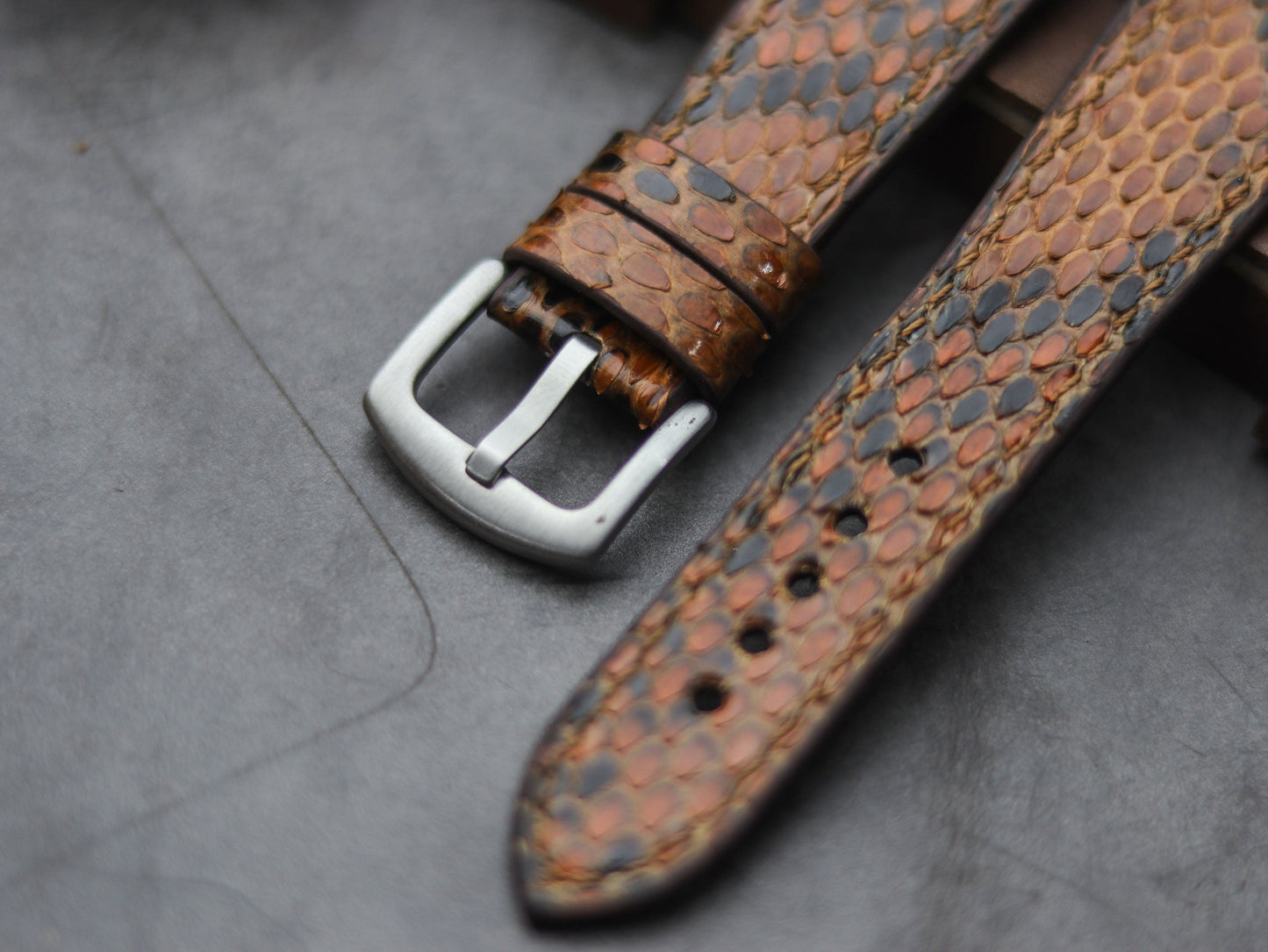 PYTHON SKIN WATCH STRAPS - COPPER BROWN