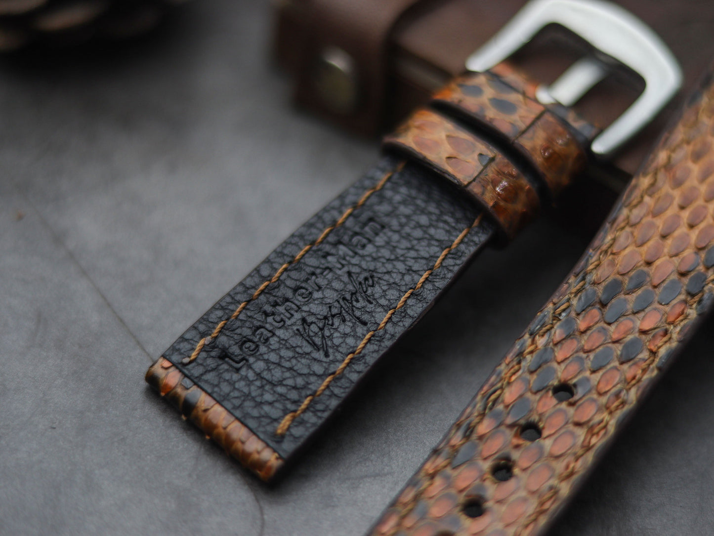 PYTHON SKIN WATCH STRAPS - COPPER BROWN