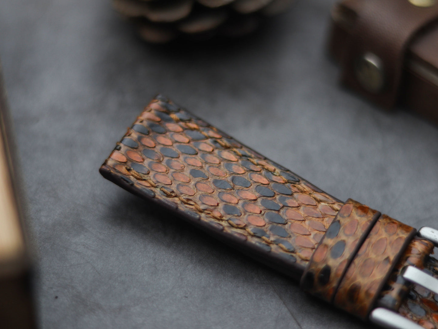 PYTHON SKIN WATCH STRAPS - COPPER BROWN