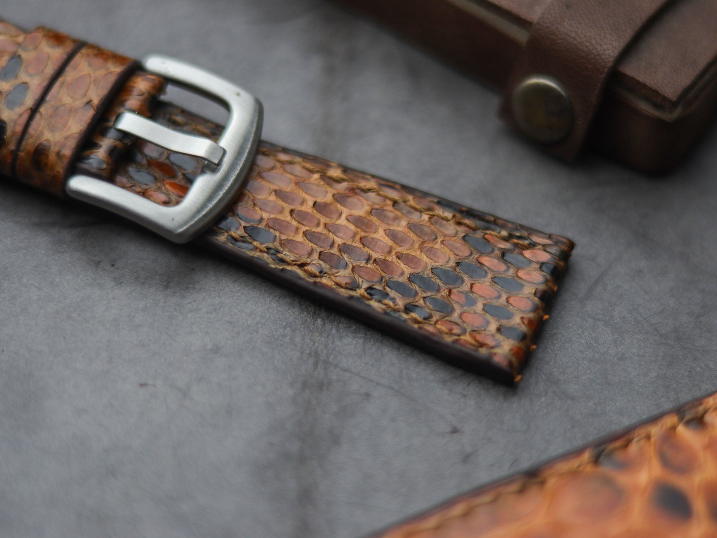 PYTHON SKIN WATCH STRAPS - COPPER BROWN