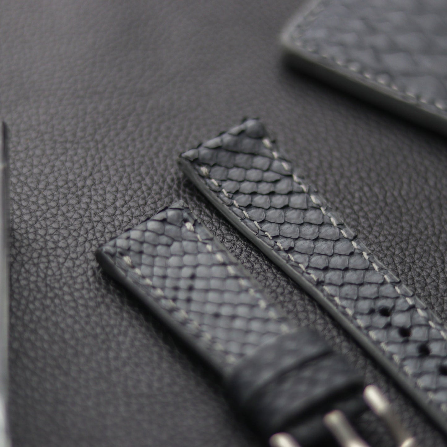 PYTHON SKIN WATCH STRAPS - SLATE GRAY
