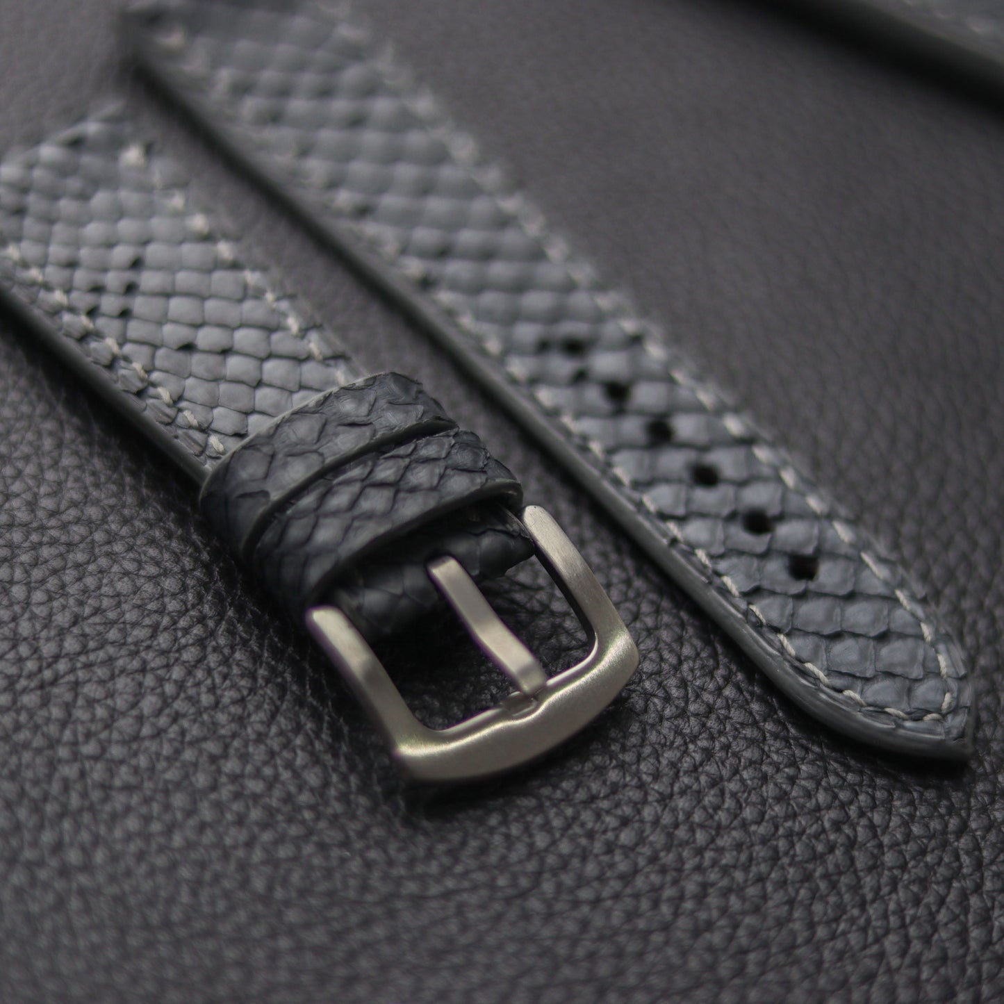 PYTHON SKIN WATCH STRAPS - SLATE GRAY