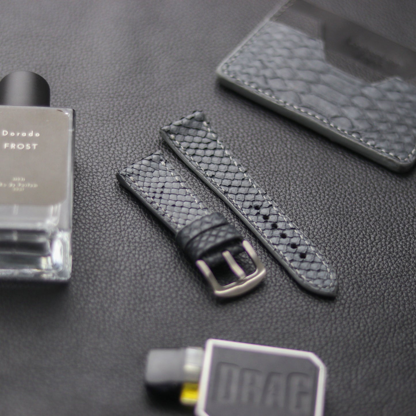 PYTHON SKIN WATCH STRAPS - SLATE GRAY