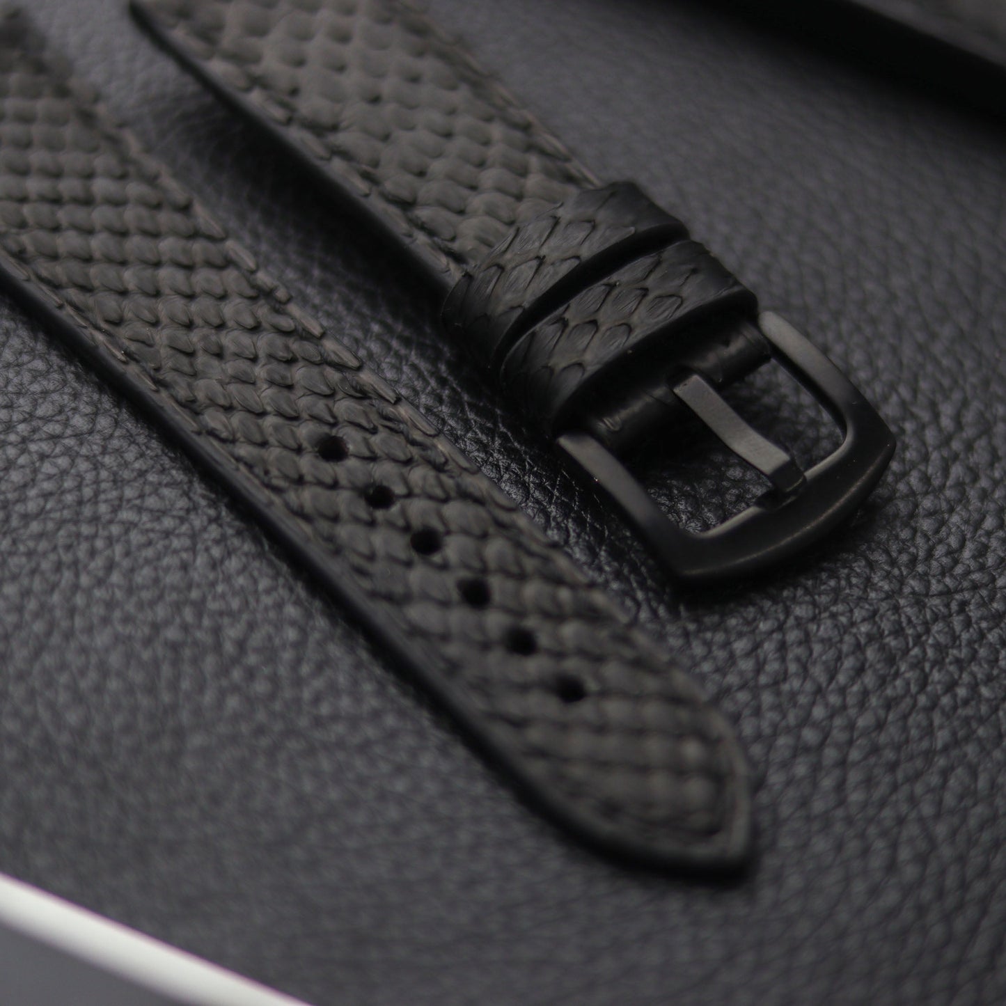 PYTHON SKIN WATCH STRAPS - RAVEN BLACK