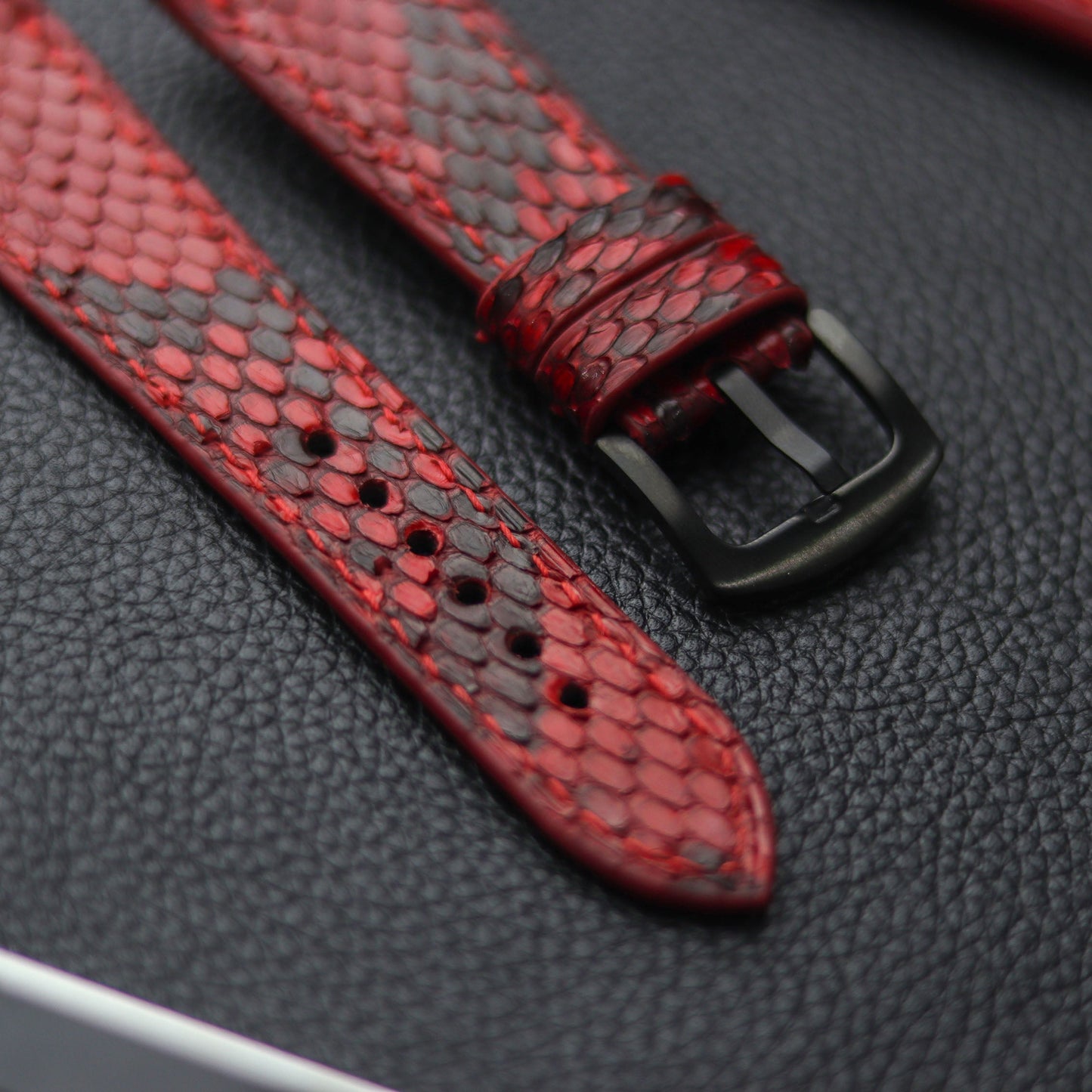 PYTHON SKIN WATCH STRAPS - VENETIAN RED