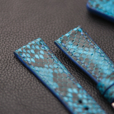 PYTHON SKIN WATCH STRAPS - CERULEAN BLUE