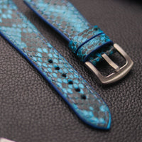 PYTHON SKIN WATCH STRAPS - CERULEAN BLUE