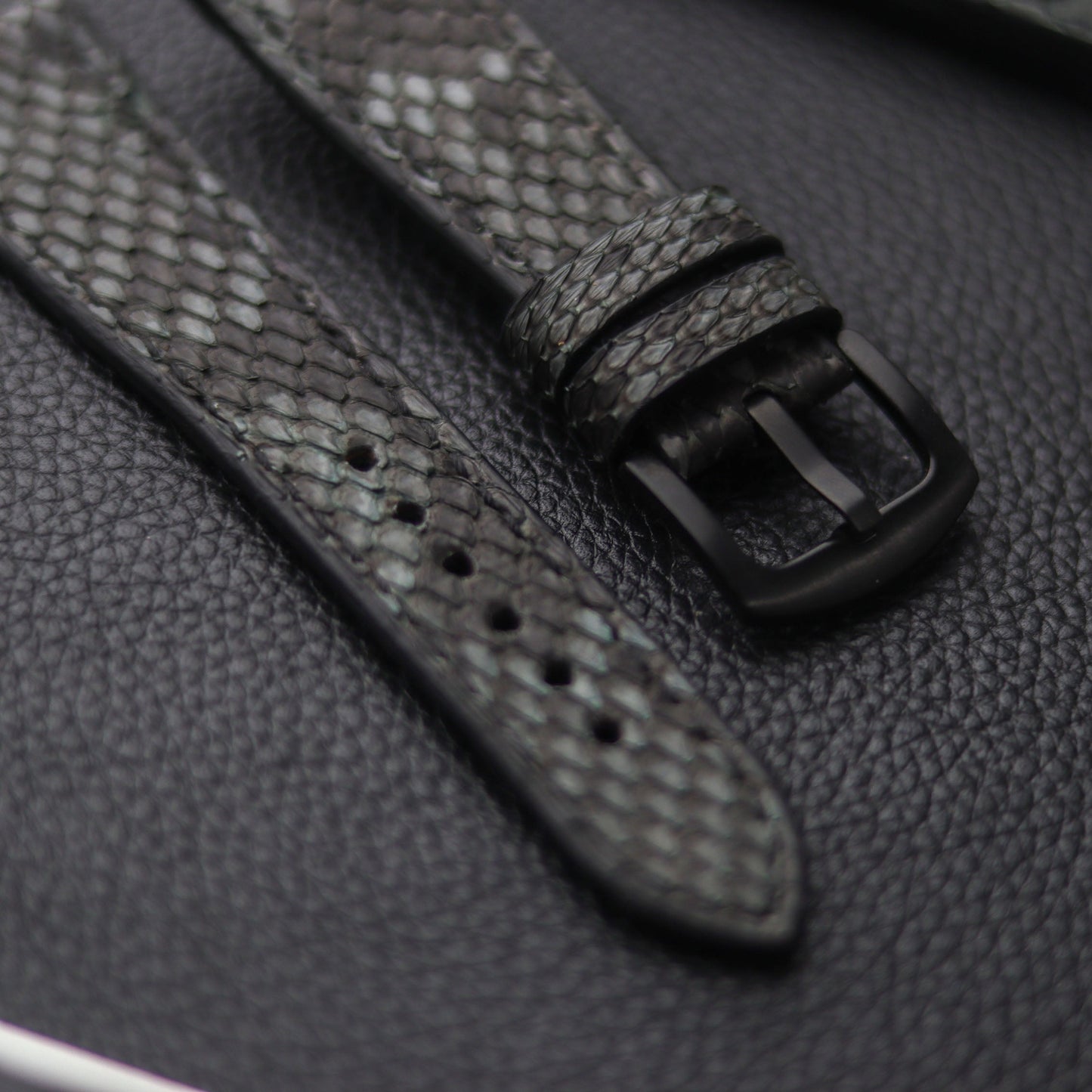 PYTHON SKIN WATCH STRAPS - IRIDIUM GRAY