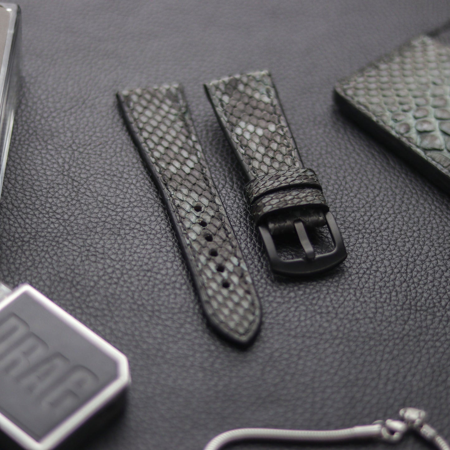 PYTHON SKIN WATCH STRAPS - IRIDIUM GRAY