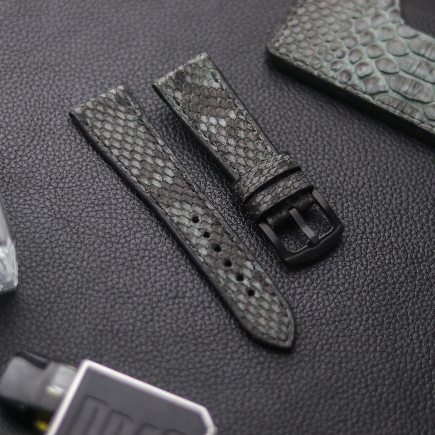 PYTHON SKIN WATCH STRAPS - IRIDIUM GRAY