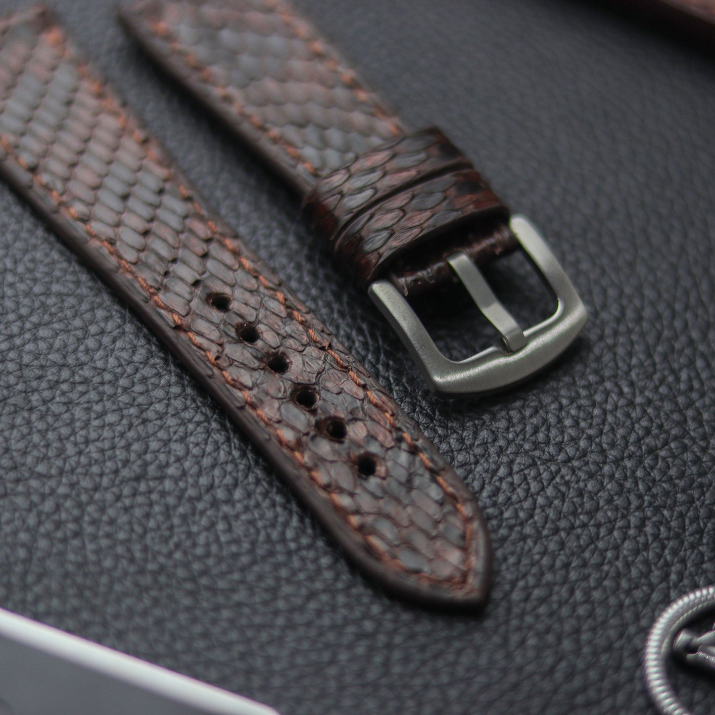 PYTHON SKIN WATCH STRAPS - PECAN BROWN