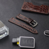 PYTHON SKIN WATCH STRAPS - PECAN BROWN