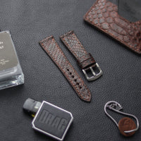 PYTHON SKIN WATCH STRAPS - PECAN BROWN