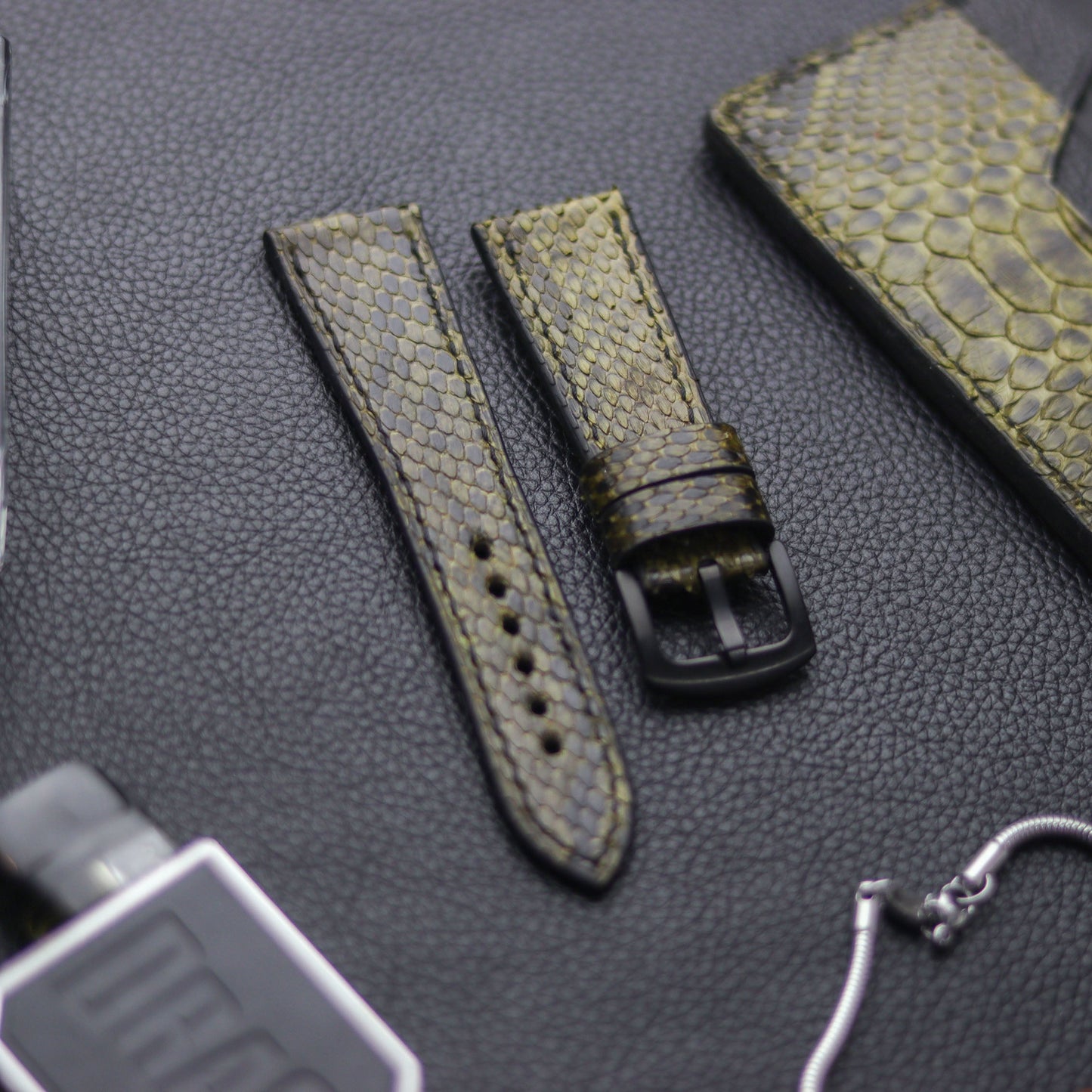 PYTHON SKIN WATCH STRAPS - JUNIPER GREEN