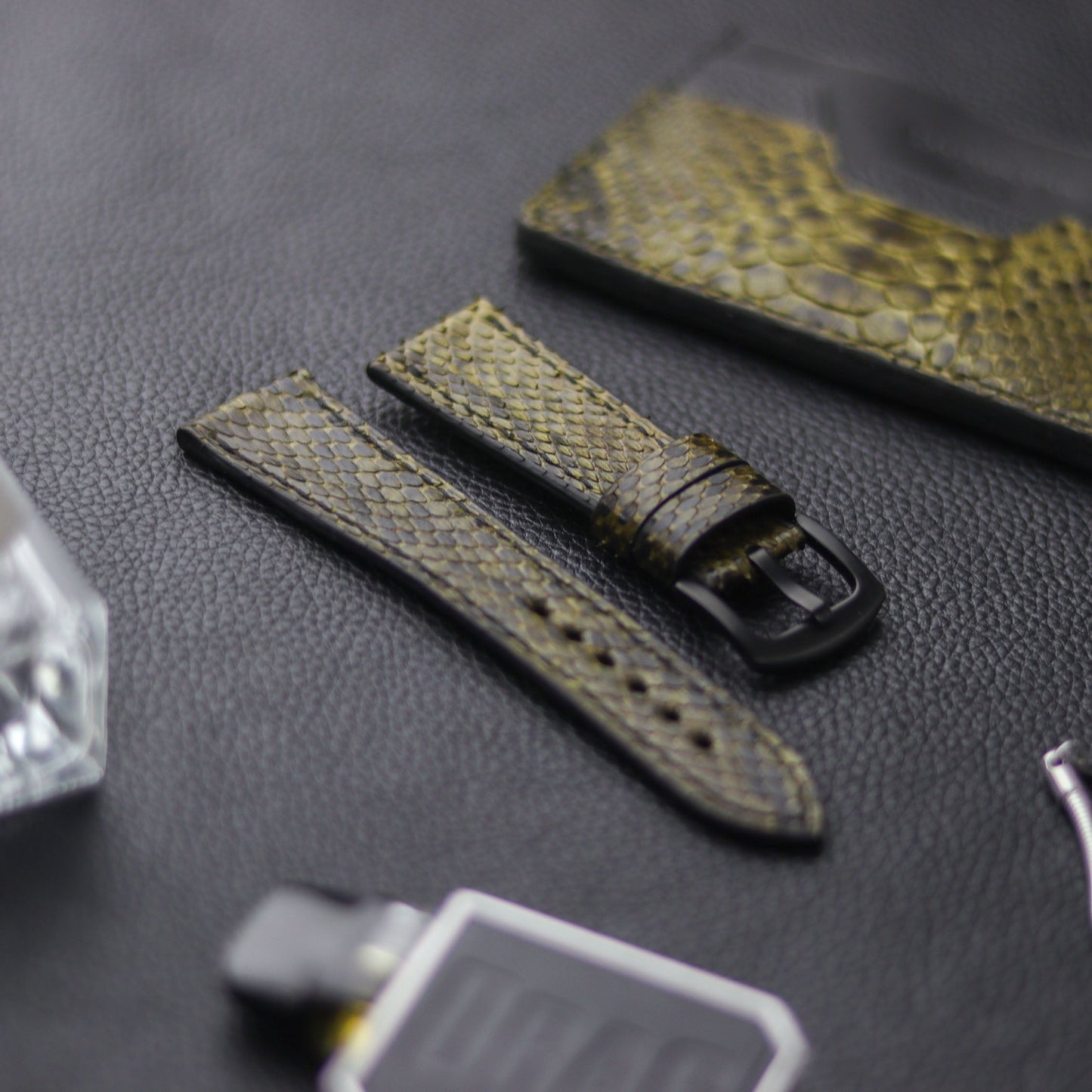 PYTHON SKIN WATCH STRAPS - JUNIPER GREEN