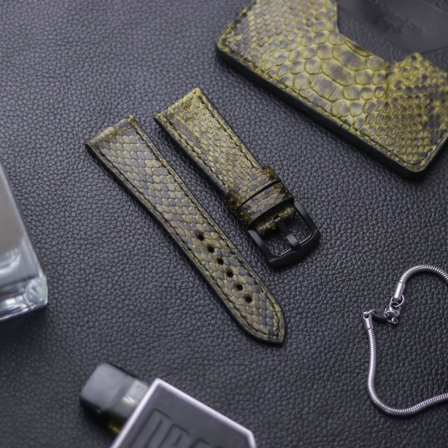 PYTHON SKIN WATCH STRAPS - JUNIPER GREEN
