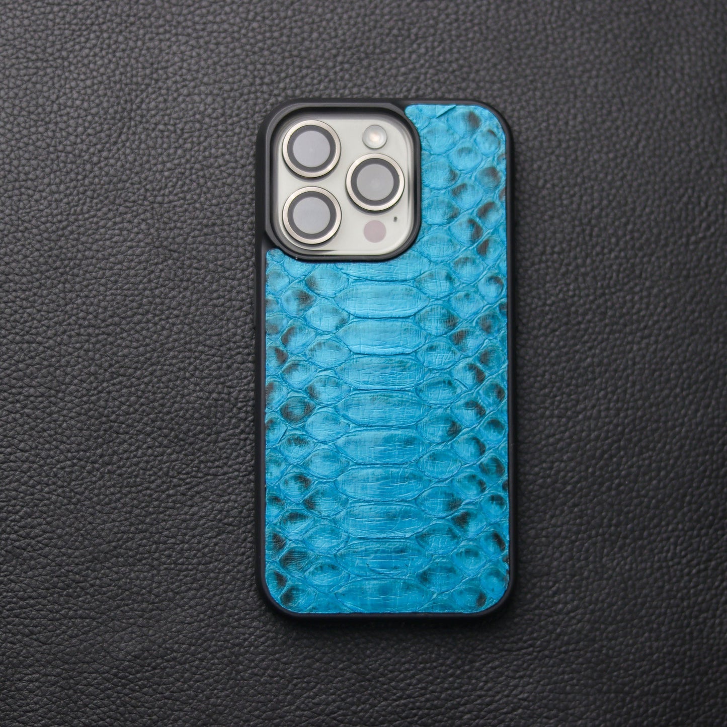 CERULEAN BLUE PYTHON SKIN PHONE CASE (CENTER SCALES)