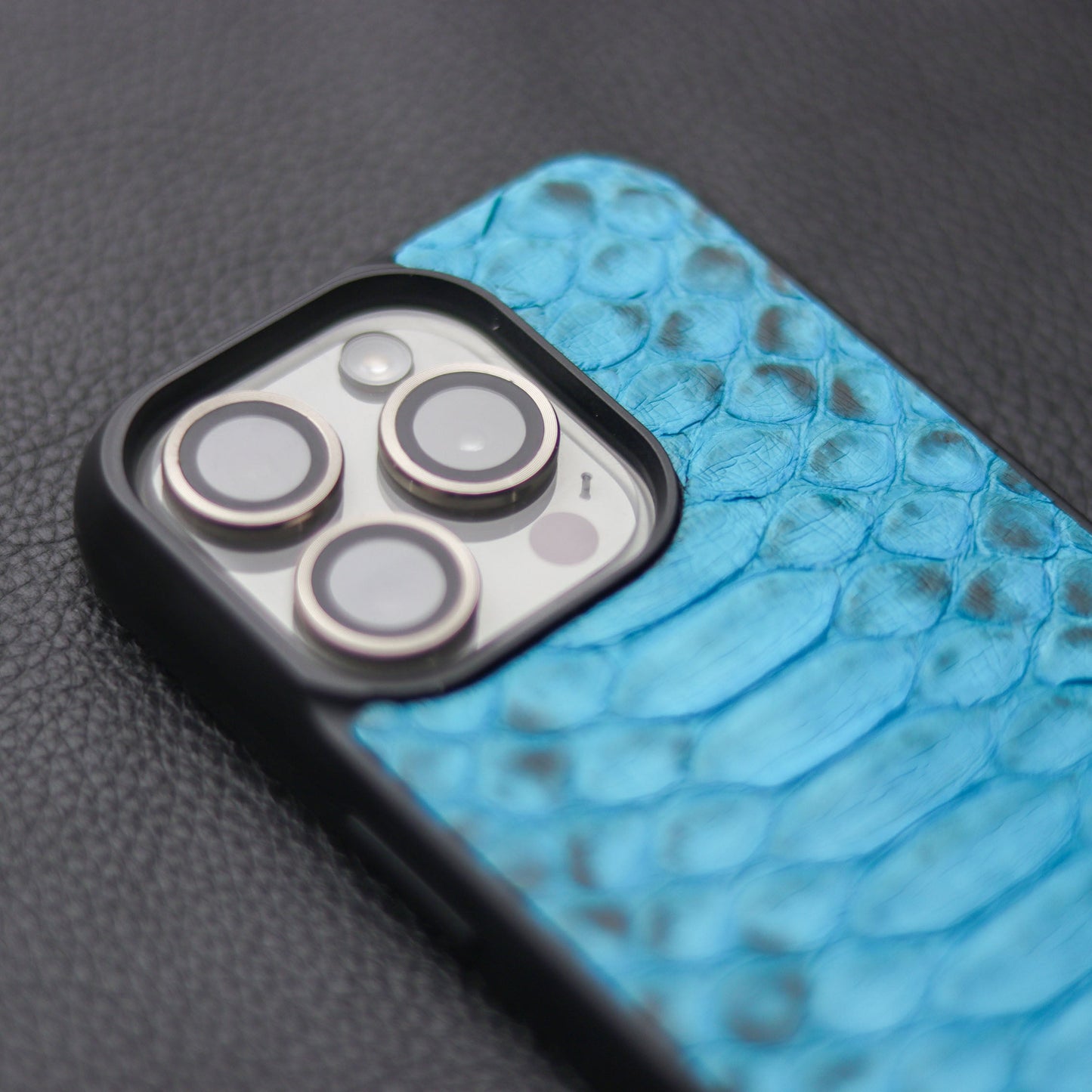CERULEAN BLUE PYTHON SKIN PHONE CASE (CENTER SCALES)